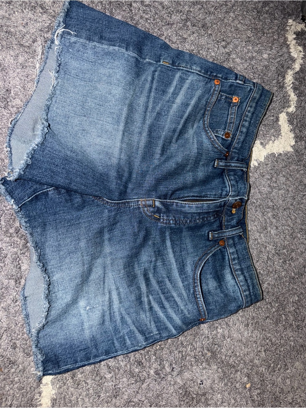 MADEWELLClassic High-Waist Frayed Denim Shorts - Medium Blue